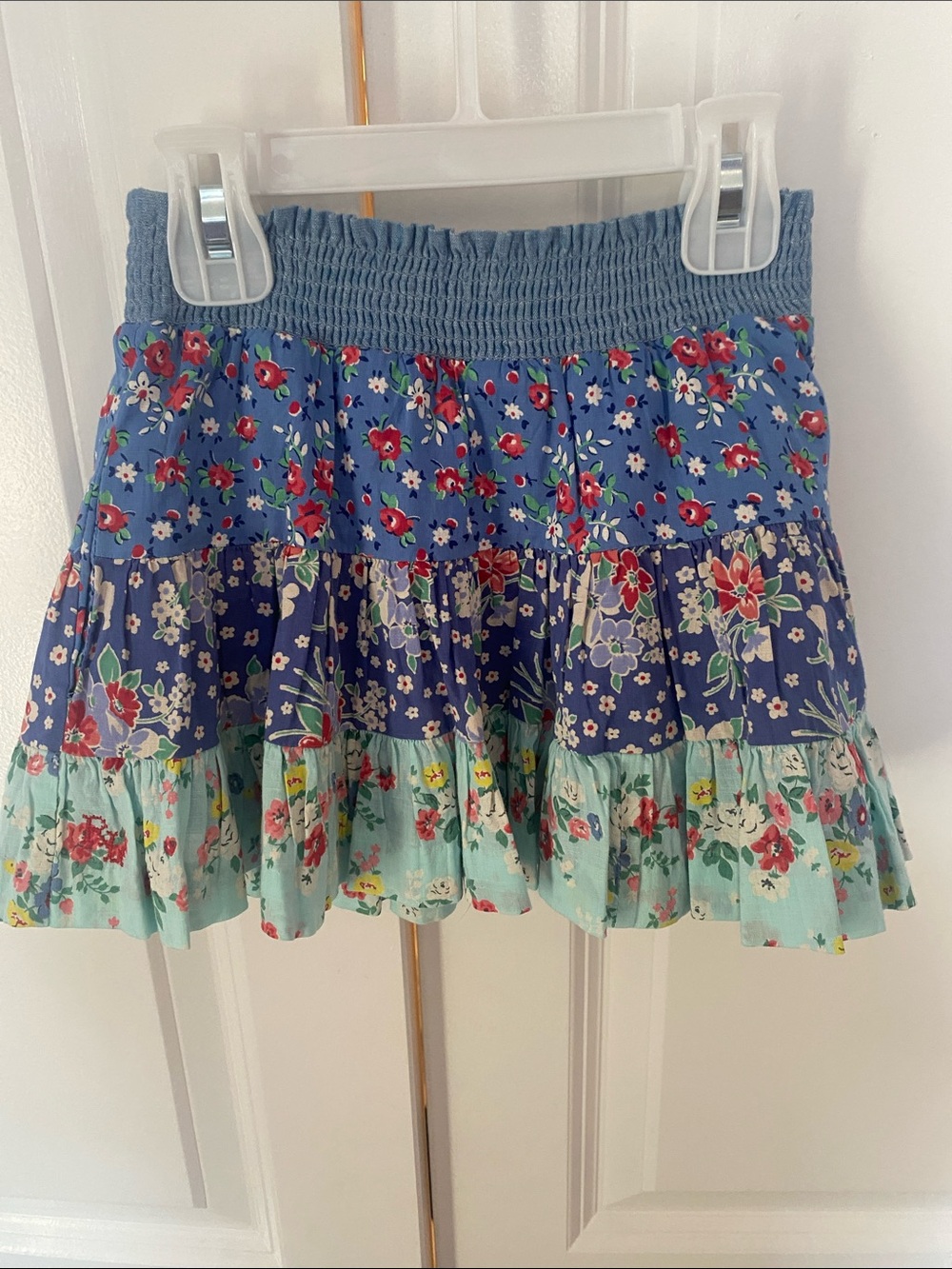 Polo Country by Ralph Lauren Blue Floral Tiered Skirt with Mint Ruffle - Kids 2T